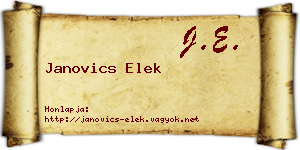 Janovics Elek névjegykártya