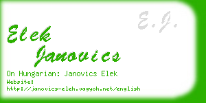 elek janovics business card